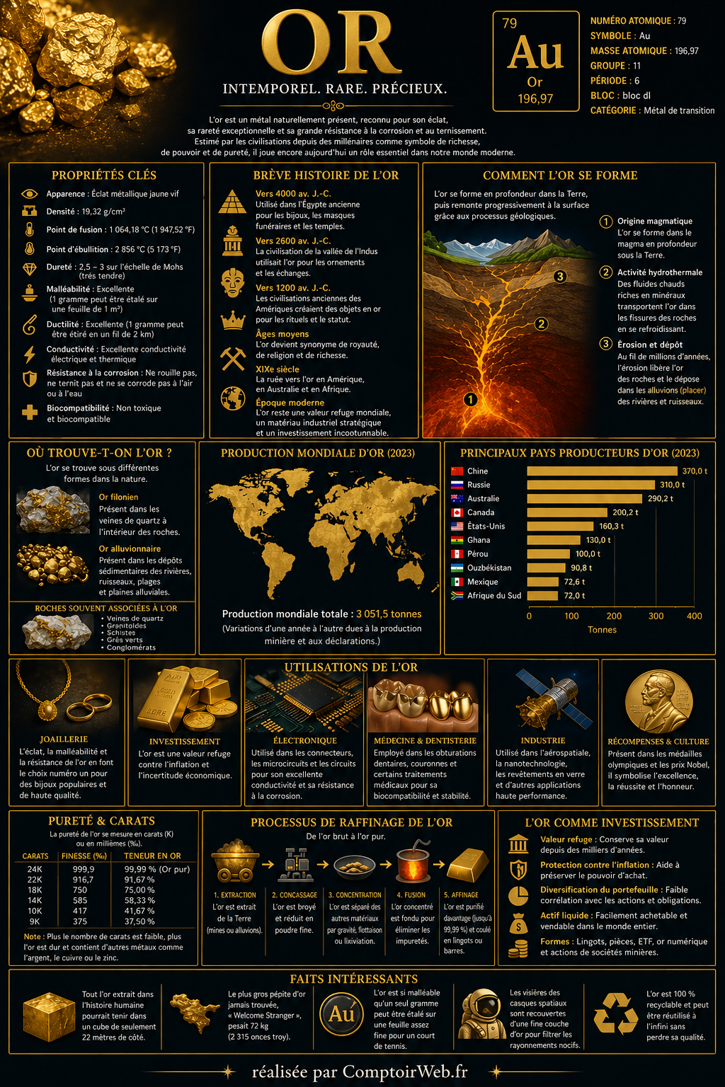 Infographie Histoire de l'or - Comptoir Web