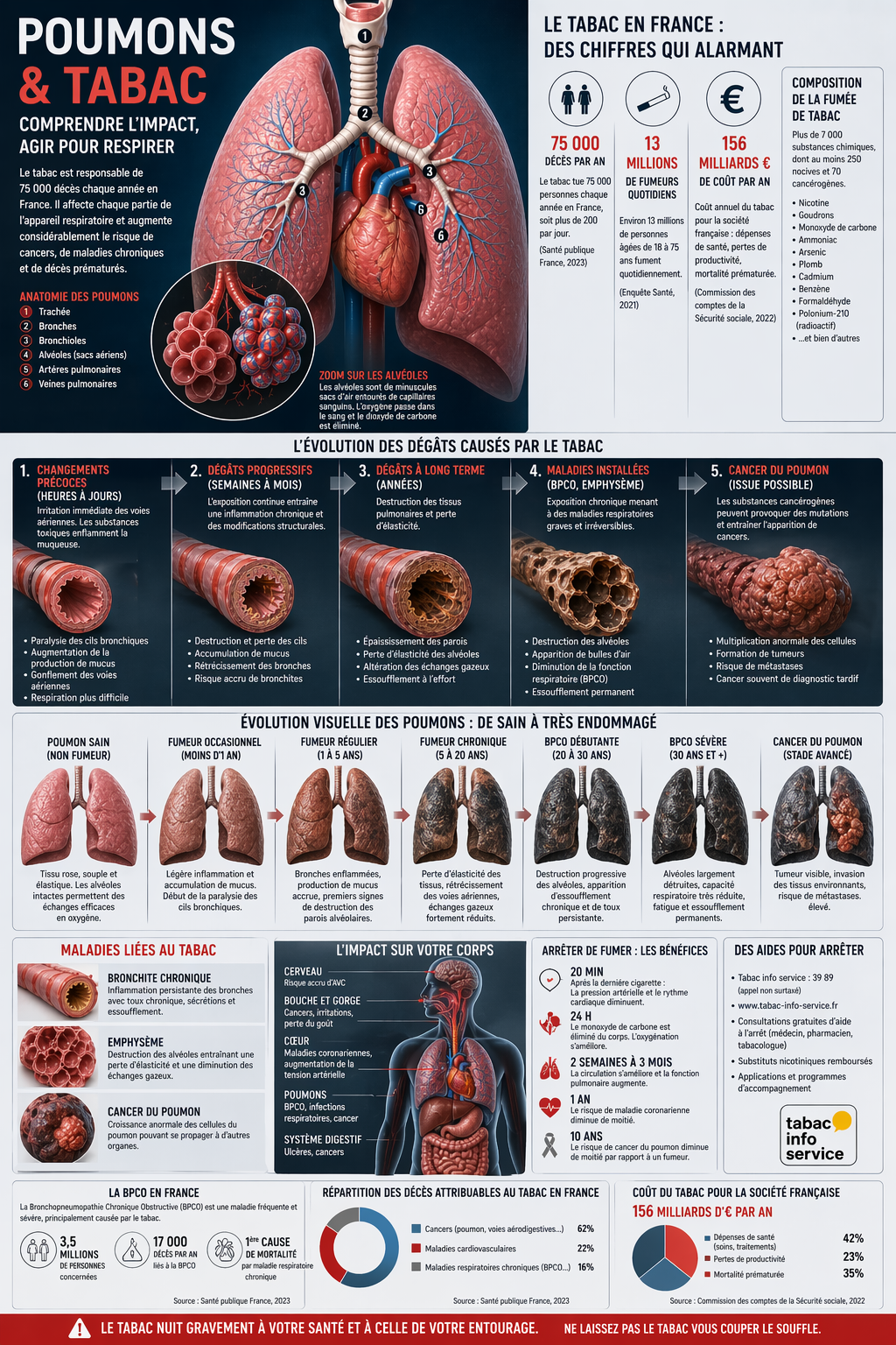 Infographie Poumons et Tabac — Comptoir Web