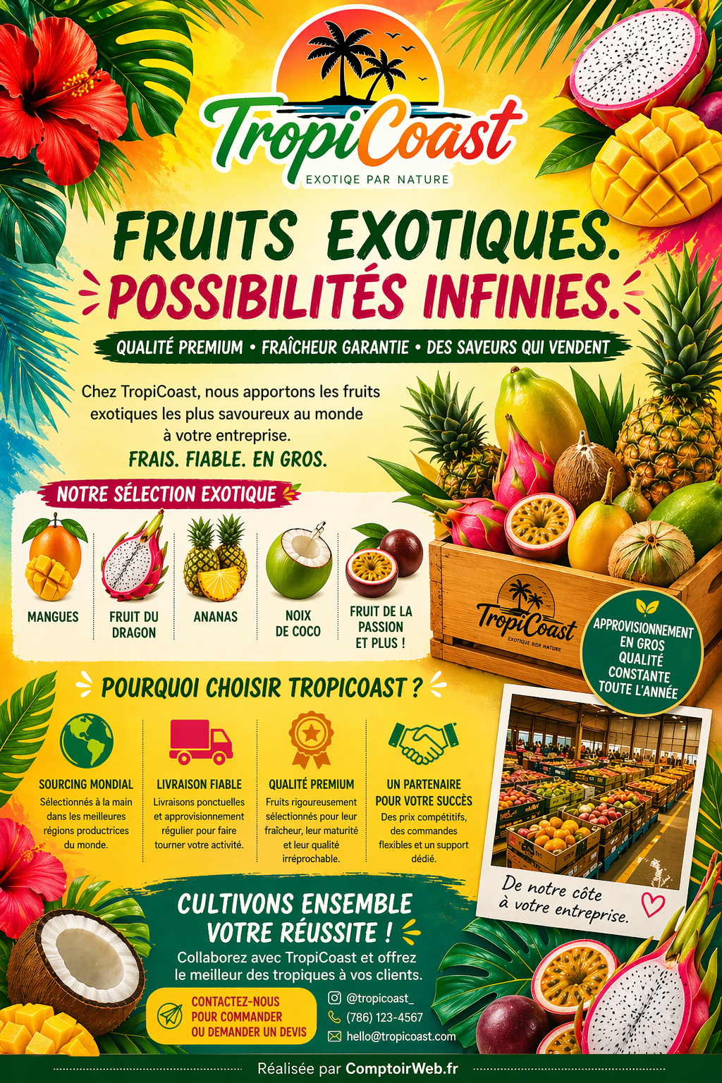 Infographie TropiCoast fruits exotiques - Comptoir Web
