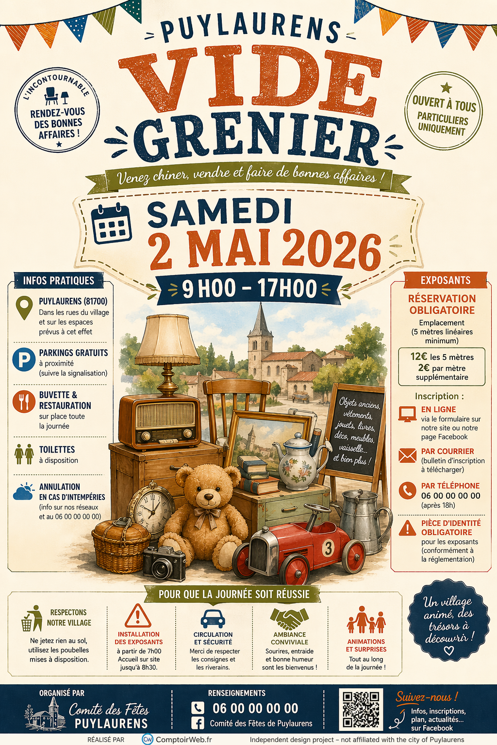 Affiche Vide-Grenier de Puylaurens — Comptoir Web