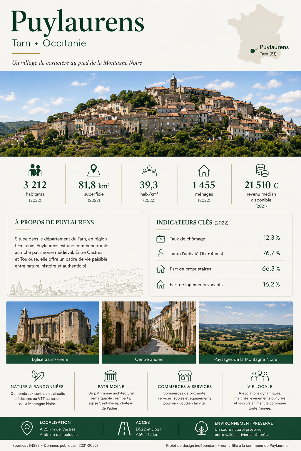 Fiche Puylaurens design minimaliste — Comptoir Web